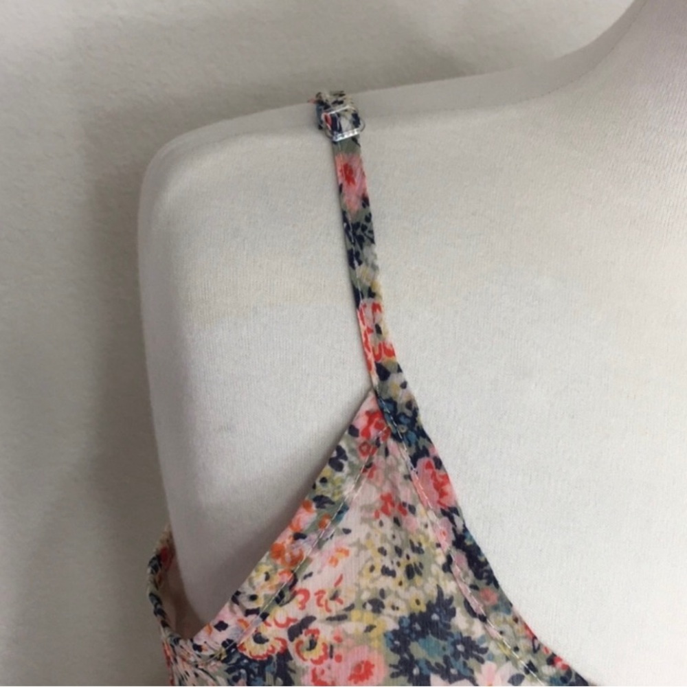 American Rag Blush Multi Floral Lace Detail Tiered Mini Dress Size Small Girly - Picture 11 of 16